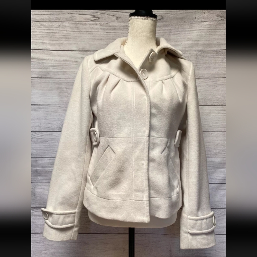 Anthropologie Tulle Cream Peacoat L